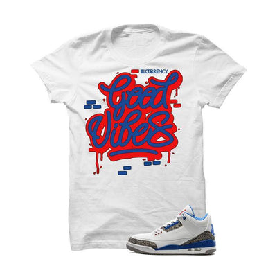 Jordan 3 Og True Blue White T Shirt (Good Vibes)