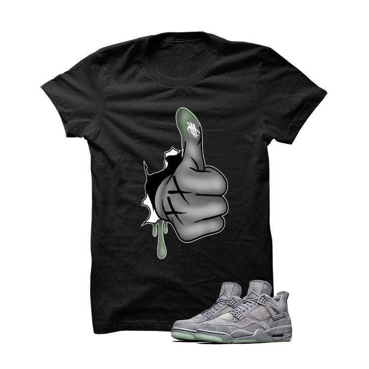 Kaws X Jordan 4 Grey Suede Black T Shirt (Thumbs Up)