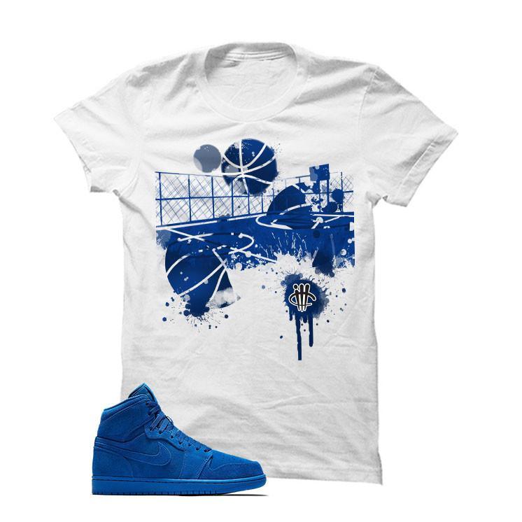 Jordan 1 Retro High Blue Suede White T Shirt (B Court)