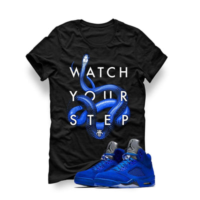 Air Jordan 5 Blue Suede Black T (Watch Your Step)