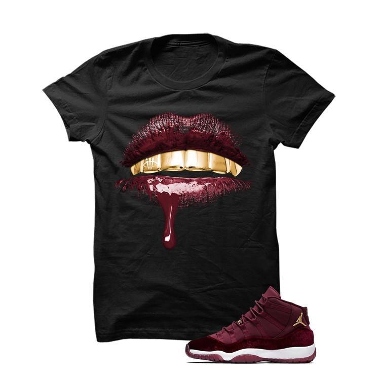Jordan 11 Velvet Maroon Night Black T Shirt (Lips)