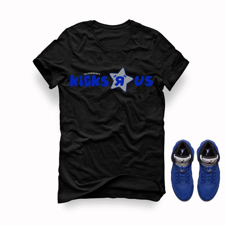 Air Jordan 5 Blue Suede black T (Kicks R Us)