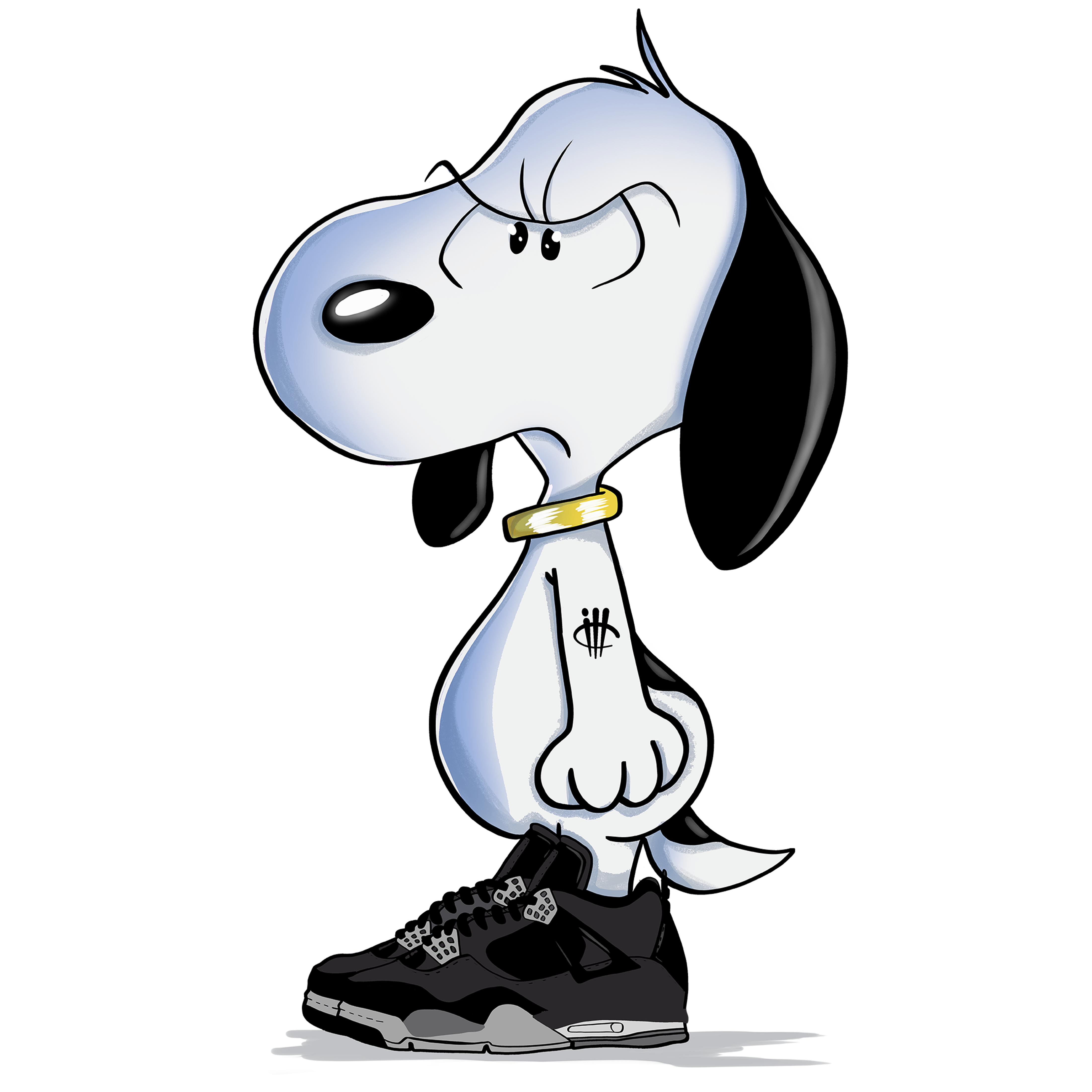 Air Jordan 4 “Black Canvas” White T-Shirt (Snoopy)