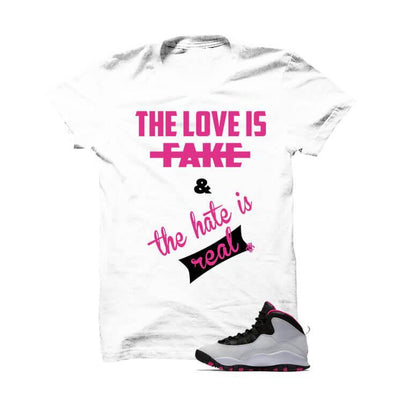 Jordan 10 Gs Vivid Pink White T Shirt (Love Is Fake)