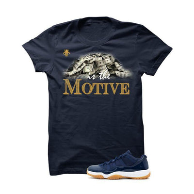 Jordan 11 Low Midnight Navy Gum Navy Blue T Shirt (Money Is The Motive)