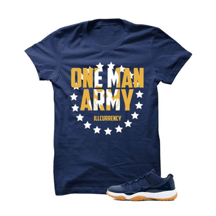 Jordan 11 Low Midnight Navy Gum Navy Blue T Shirt (One Man Army)