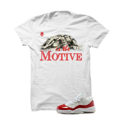 Jordan 11 Low Varsity Red White T Shirt (Money Is The Motive)