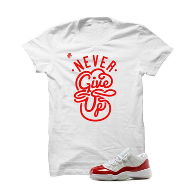 Jordan 11 Low Varsity Red White T Shirt (Never Give Up)