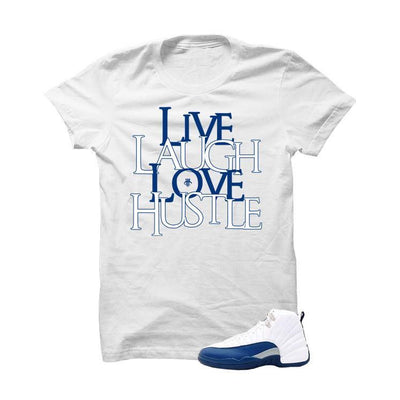 Jordan 12 French Blue White T Shirt (Love Hustle)