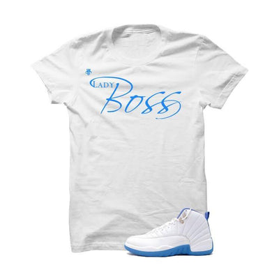 Jordan 12 Gs University Blue White T Shirt (Lady Boss)