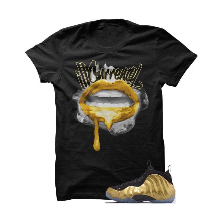 Black and gold foamposite shirt best sale