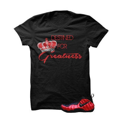 University Red Foams  Black T Shirt (Destined For Greatness)